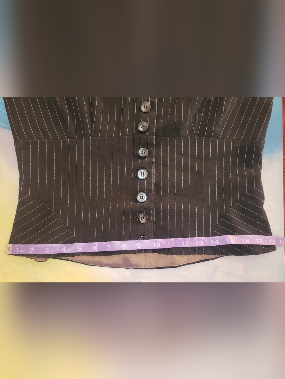 Ruffled White Lolita Lace Trimmed Blouse Layered Under Pinstripe Vest - Picture 12 of 15